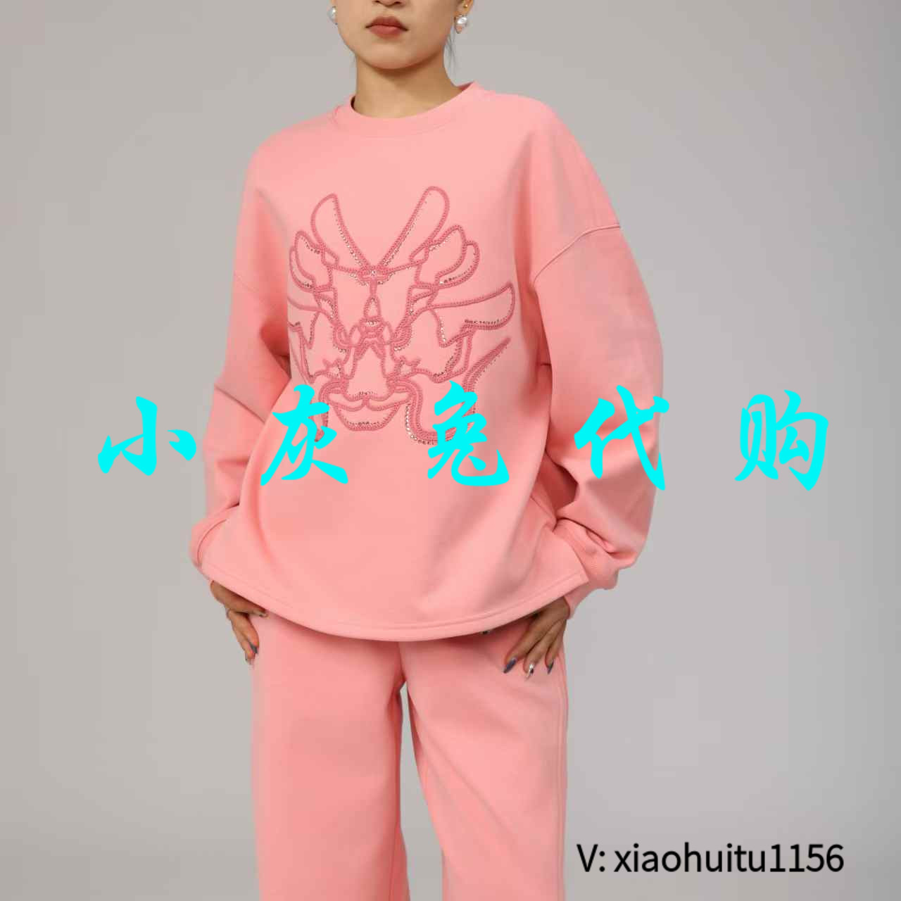 小灰兔专柜正品代购2025春款加绒刺绣卫衣1301059-42386AD-001