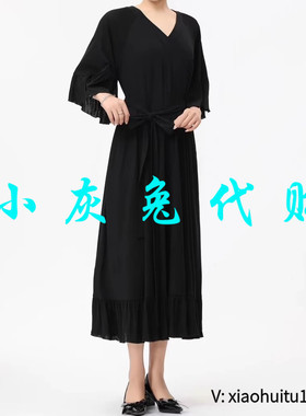 小灰兔专柜正品代购2025夏装黑色短袖连衣裙5500538-1104111-001