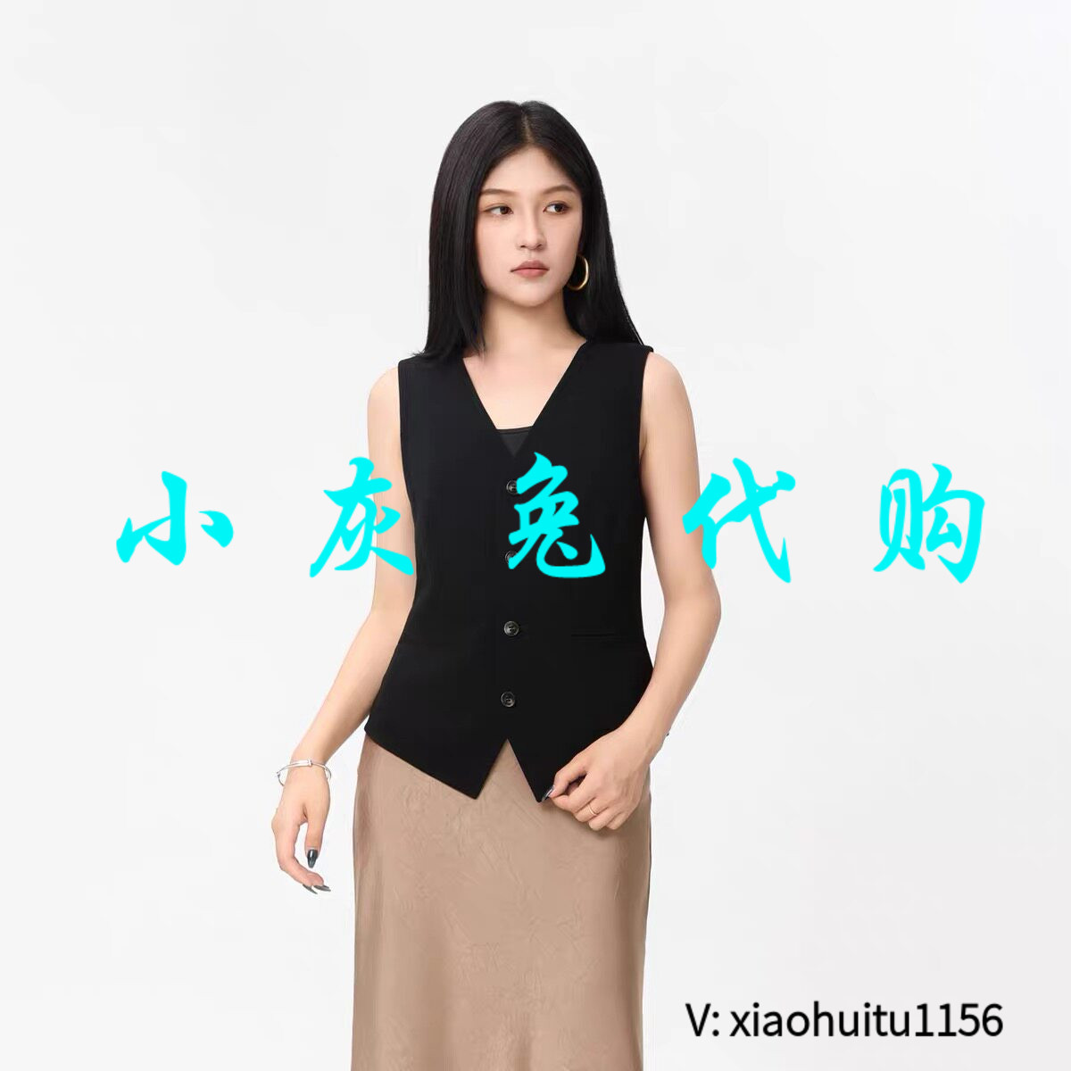 小灰兔专柜正品代购黑色马甲外套