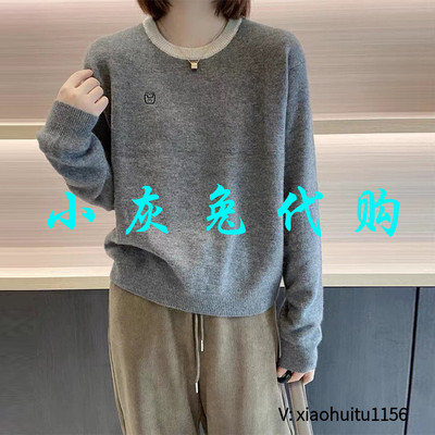 小灰兔专柜正品代购2025秋冬拼色刺绣圆领款式休闲内搭毛衣