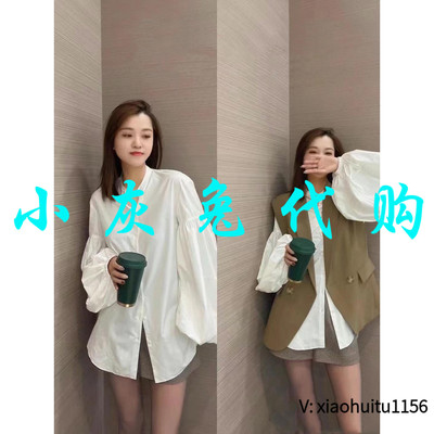 小灰兔正品代购白色宫廷袖衬衫