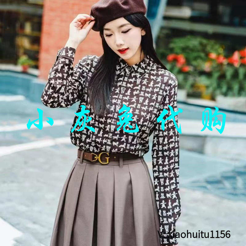 小灰兔专柜正品代购2026春装新款翻领印花长袖衬衫衬衣女130073