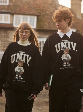 BIS特价 现货 韩国产学院风 RSU大学熊联名 卡通长袖卫衣帽衫卫裤