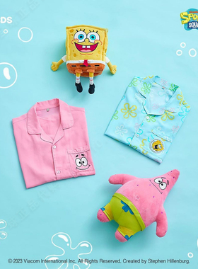 BIS现货 韩国SPAO 海绵宝宝联名 派大星 短袖情侣睡衣睡裤家居服