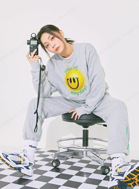 国内现货 韩国SPAO联名款笑脸卫衣heynee 韩版运动裤套装ins爆款