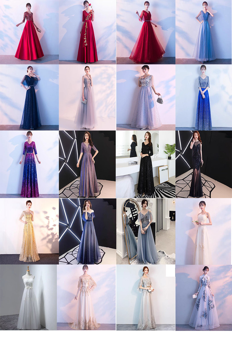 演出服女长裙新款学生年会红歌比赛主持人晚礼服出租