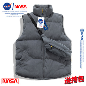 NASA潮牌时尚灯芯绒马甲男青少年韩版潮流休闲立领坎肩背心秋装潮