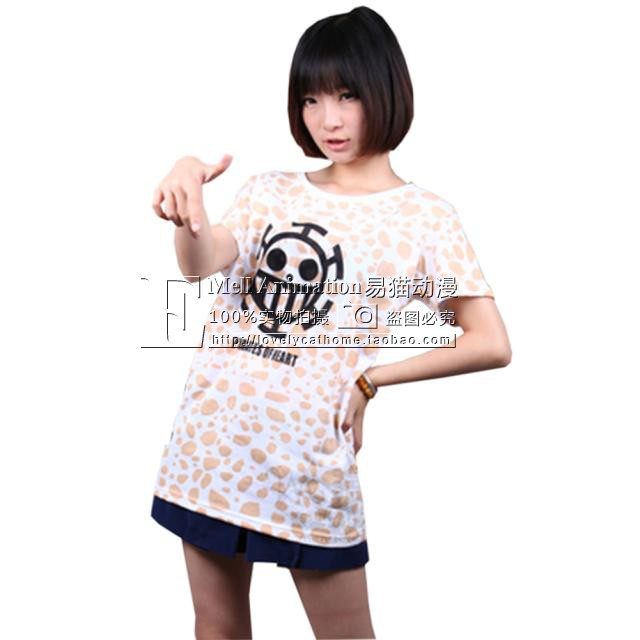 特价-海贼王 特拉法尔加·罗 罗医生 笑脸 棕色斑点 白色短袖T恤,模玩/动漫/周边/娃圈三坑/桌游,Cosplay女装/cos女装,淘宝优惠券,粉丝福利购,淘宝优惠卷