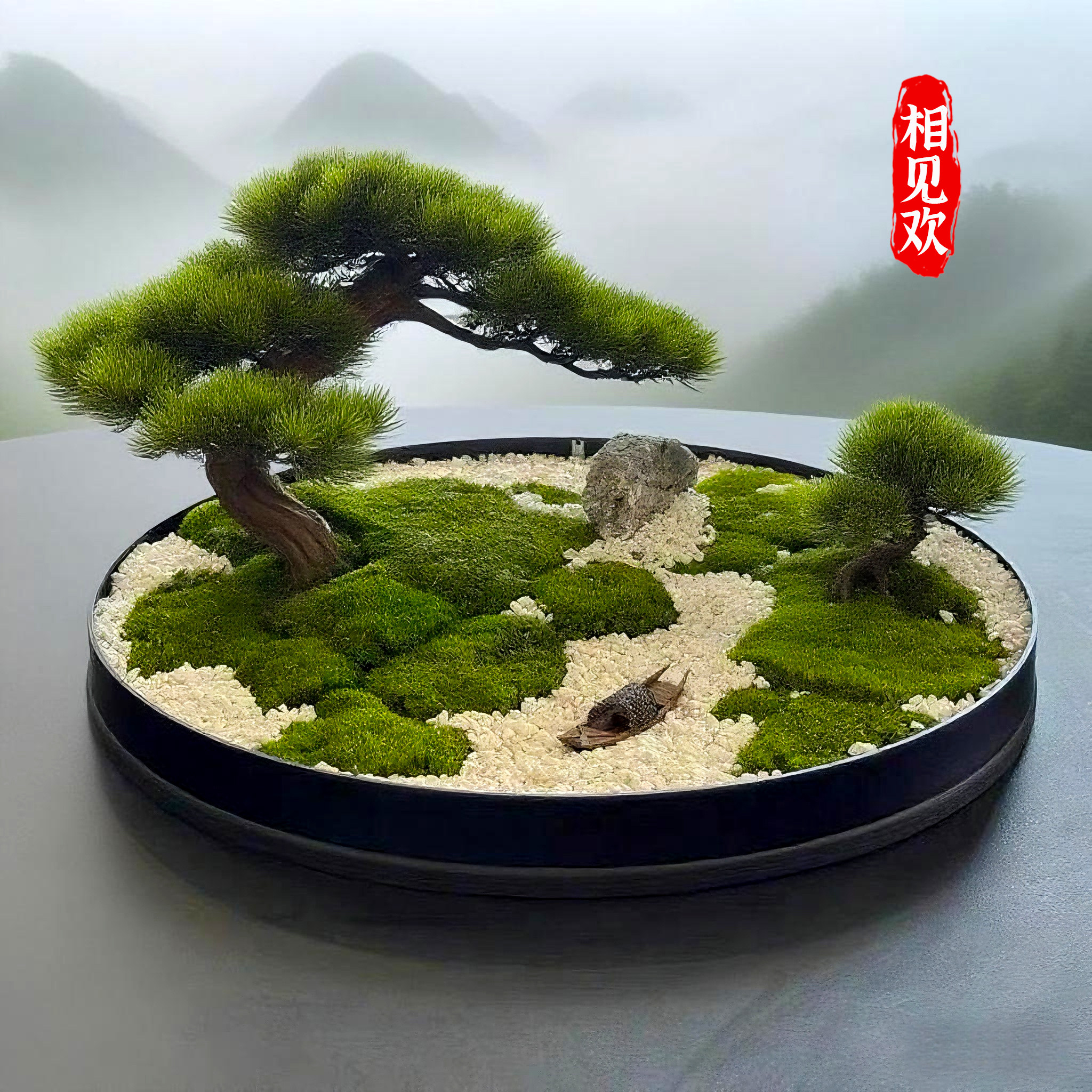 永生苔藓酒店餐桌摆件大圆桌中间转盘中式圆形创意桌装饰品摆设花,家居饰品,餐桌花艺,淘宝优惠券,粉丝福利购,淘宝优惠卷