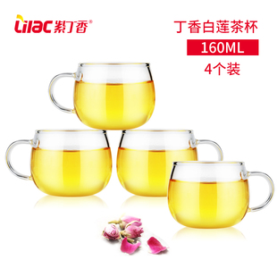 紫丁香玻璃杯家用耐高温透明无铅高硼带把手柄网红高颜值喝水杯