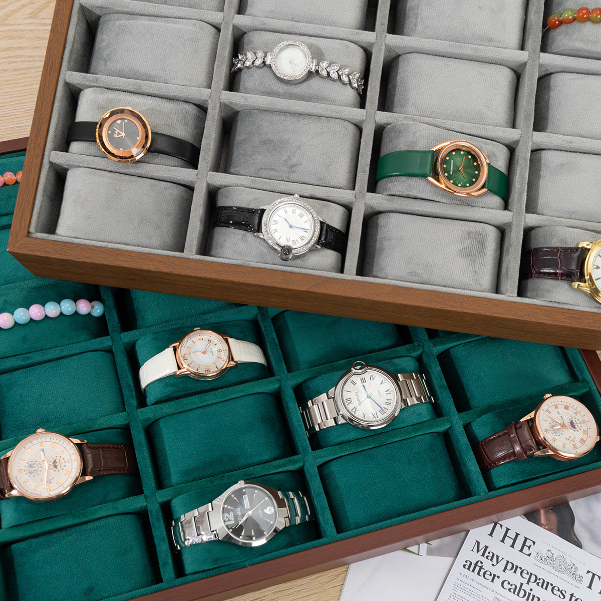 高档女生手表储物托盘手表24位跨境大容量托盘展示手表手链收纳盒,收纳整理,手表收纳盒/架/套,淘宝优惠券,粉丝福利购,淘宝优惠卷
