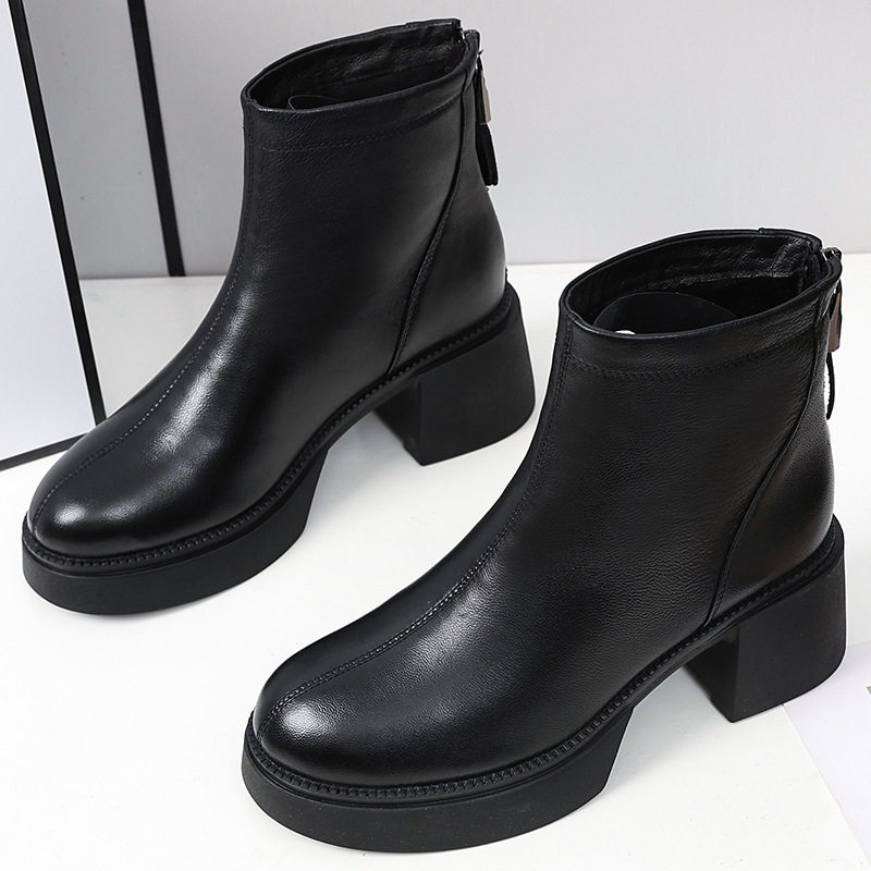 头层羊皮2025冬季新款马丁靴女短靴真皮英伦风女靴中跟棉靴,女鞋,马丁靴,淘宝优惠券,粉丝福利购,淘宝优惠卷