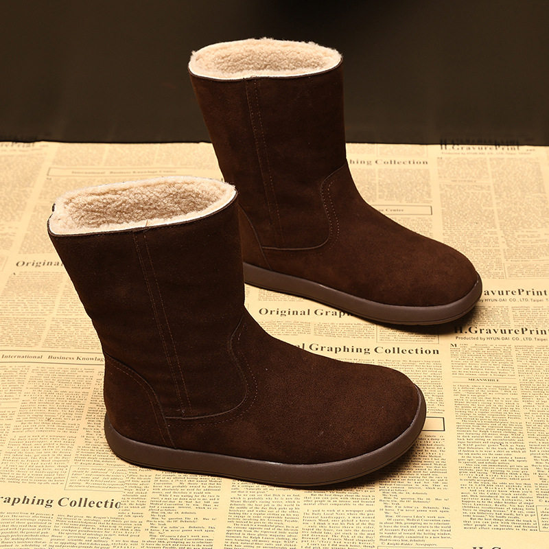 网红时髦翻边两穿雪地靴女2025新款冬季加绒保暖毛绒短靴百搭轻便,女鞋,时尚雪地靴,淘宝优惠券,粉丝福利购,淘宝优惠卷