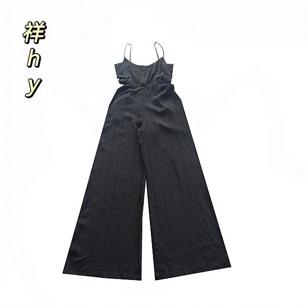 夏季新款吊带连体裤女高腰显瘦阔腿裤时尚舒适休闲长裤B1