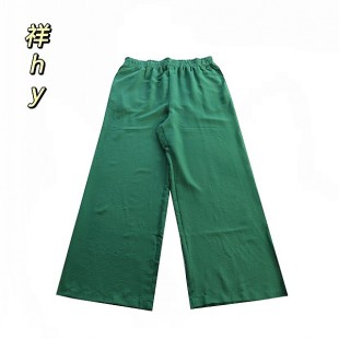 舒适百搭长裤 女男宽松直筒休闲裤 绿色松紧腰阔腿裤 欧美风大码