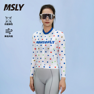 MSLY 迈赛力春秋季男女款波点骑行服长袖公路自行车速干透气上衣