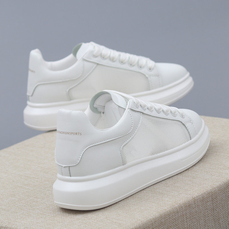 夏季透气小白鞋男隐形增高2025新款真皮白色休闲男鞋网面超薄板鞋,流行男鞋,休闲板鞋,淘宝优惠券,粉丝福利购,淘宝优惠卷