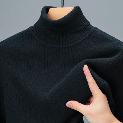 轻奢高端加厚高领毛衣男款帅气百搭保暖打底衫男韩版修身针织上衣
