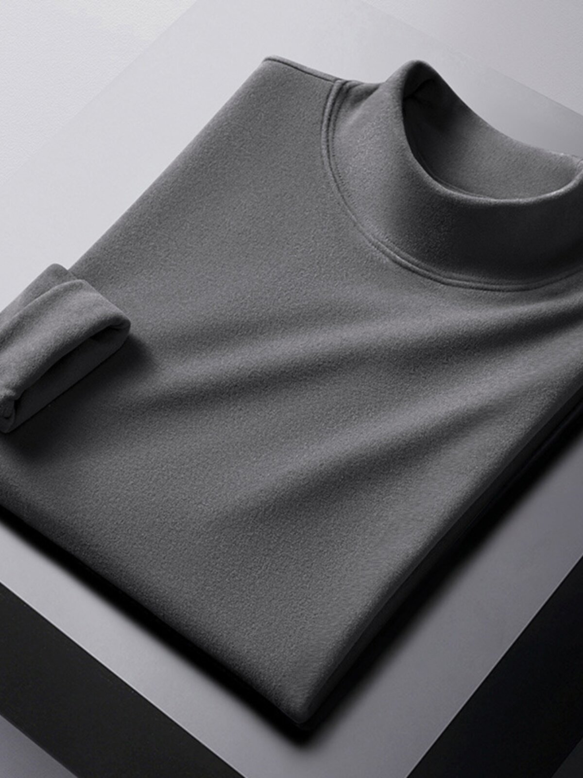 半高领德绒打底衫男潮牌修身上衣双面绒卫衣加厚保暖内搭长袖t恤