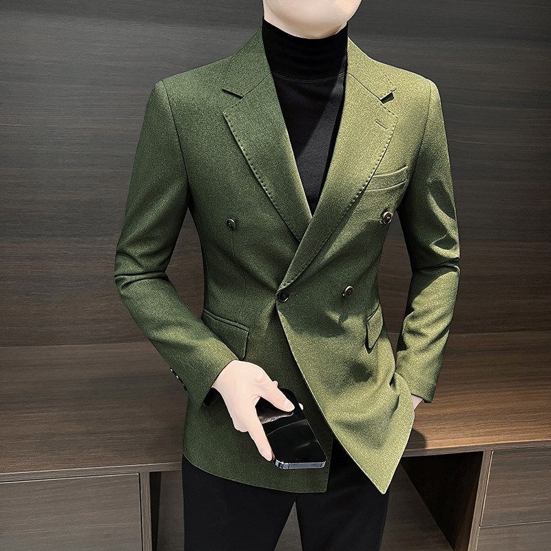 潮牌男士西装外套秋季商务2025新款高级感痞帅双排扣休闲西服男款