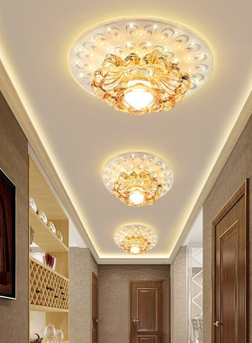 人体感应灯家用走廊过道网红爆款水晶吊顶筒灯玄关灯欧式入户门灯