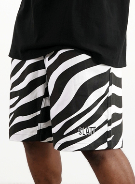 换季清仓特卖 复古美式街头 斑马纹宽松休闲短裤