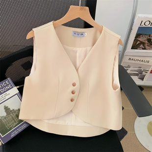 宽松背心马夹叠穿坎肩女款 小个子短款 韩版 马甲女2025春秋新款 西装