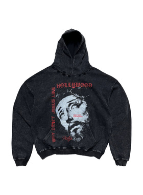 PalyHollywood SS25 “ 为什么厌恶好莱坞 ”水洗做旧连帽卫衣男