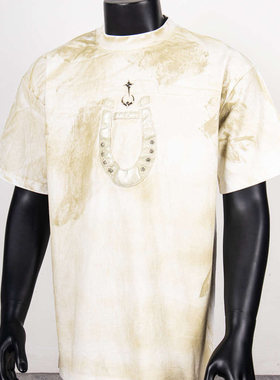 thug club 联名款短袖T恤男女美式做旧宽松ins渐变色纯棉潮牌tee