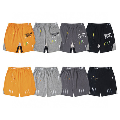 美潮Gallery Dept经典泼墨字母印花毛圈短裤休闲宽松男女直筒短裤