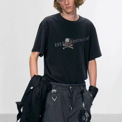 美式短袖MMJ x C2H4联名骷髅头印花短袖T恤男女宽松休闲百搭上衣