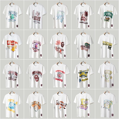 Travis Scott x Mitchell x Ness联名T恤男女宽松休闲纯棉短袖 夏