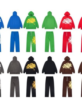 SYNA WORLD美式嘻哈发泡印花连帽卫衣男DRILL风运动休闲上衣潮牌