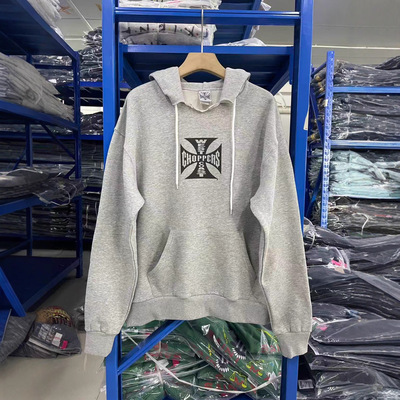 West Coast Choppers 25SS“Grey Hoodie”水洗做旧帽衫卫衣男女