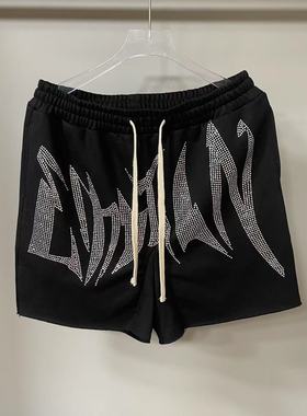 MIXED EMOTION美潮高街嘻哈短裤夏季休闲字母烫钻抽绳五分裤潮牌