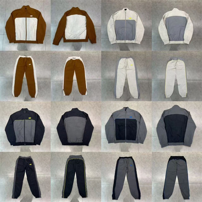 欧美小众潮牌Syna World美式街头嘻哈刺绣拼接风衣夹克长裤套装