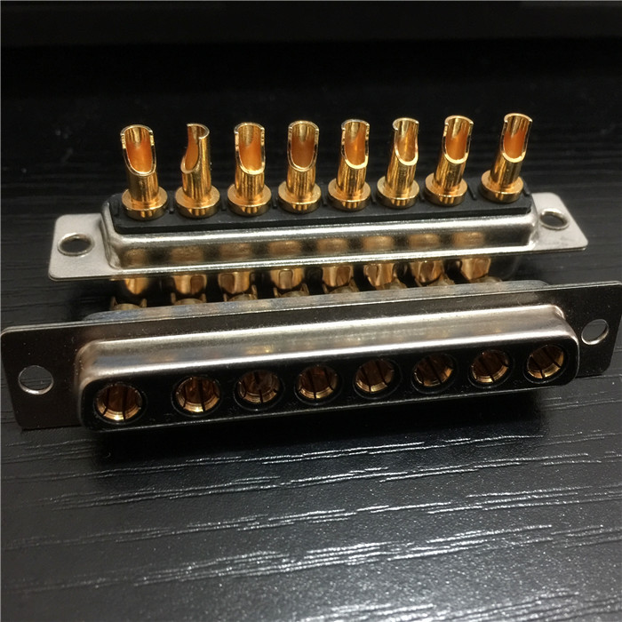 D-SUB大电流连接器 8W8焊线母头 8芯插头 工业电源 镀金接插件