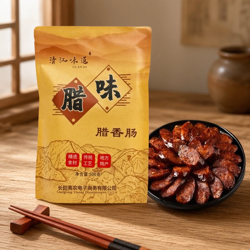 长阳土家麻辣味香肠腊制烟熏川味腊肠包装年货精品腊制品500g装