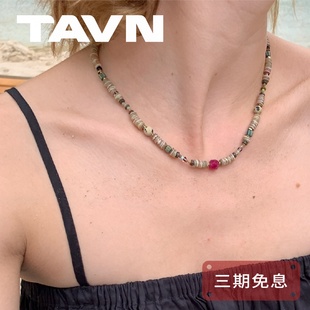 天然玉石贝壳手工串珠项链 TAVN 火山漫步 waki 迪丽热巴同款