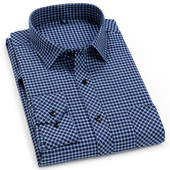 2025春季 中年爸爸全棉开春宽松衬衣 男长袖 新款 中老年纯棉格子衬衫