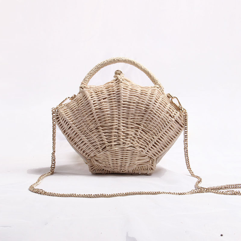 贝壳藤编包草编包斜跨小包包可爱仙女零钱手机夏天编织包沙滩包