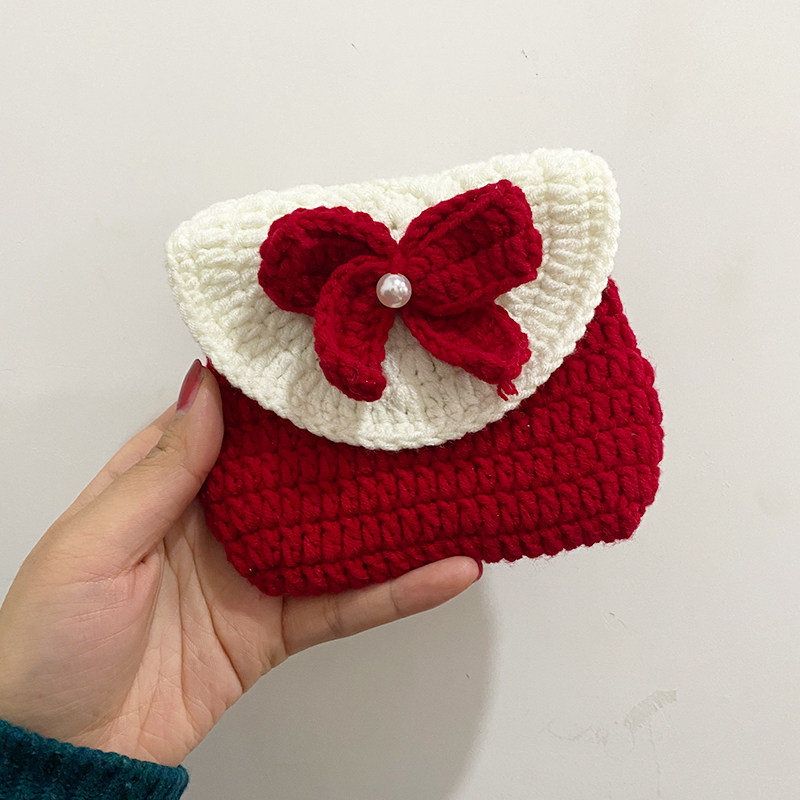 送你一朵小红花周边手工编织包包毛线钩针编织diy材料包女友礼物