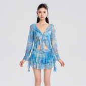 裙式 罩衫 遮肉显瘦 小清新泳衣女钢托聚拢比基尼三件套长袖 舒漫新款