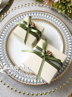 则礼 小清新婚礼喜糖盒免折叠 简约大气结婚糖果小盒子绿色空盒