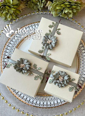 则礼 春暖花开结婚喜糖盒2025新款森系婚礼盒子免折叠空盒绿色