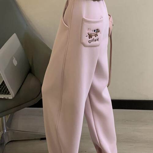 弯刀裤加绒宽松显瘦简单休闲百搭