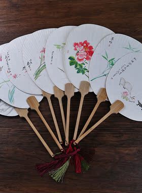 微瑕清仓中式手绘团扇古风扇子
