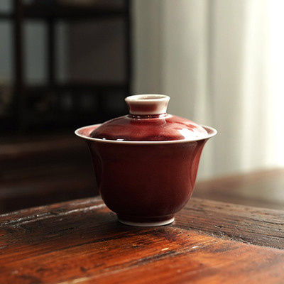 叙意盖碗豇豆红泡茶器