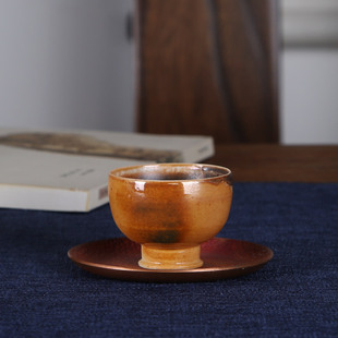 景德镇柴烧主人杯全手工薄胎茶杯功夫茶具单杯陶瓷杯子复古粗陶杯