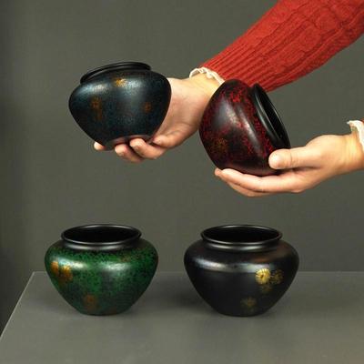 中式复古大漆老铁茶洗家用茶渣缸